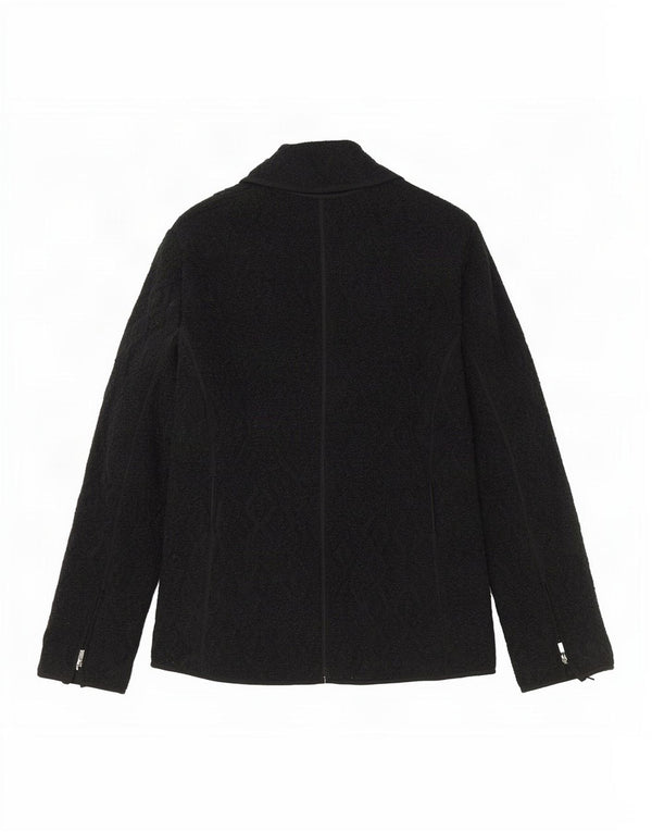 Luisa Spagnoli Dame Cardigan Sweater UK 16 Large Black Argyle/Diamond