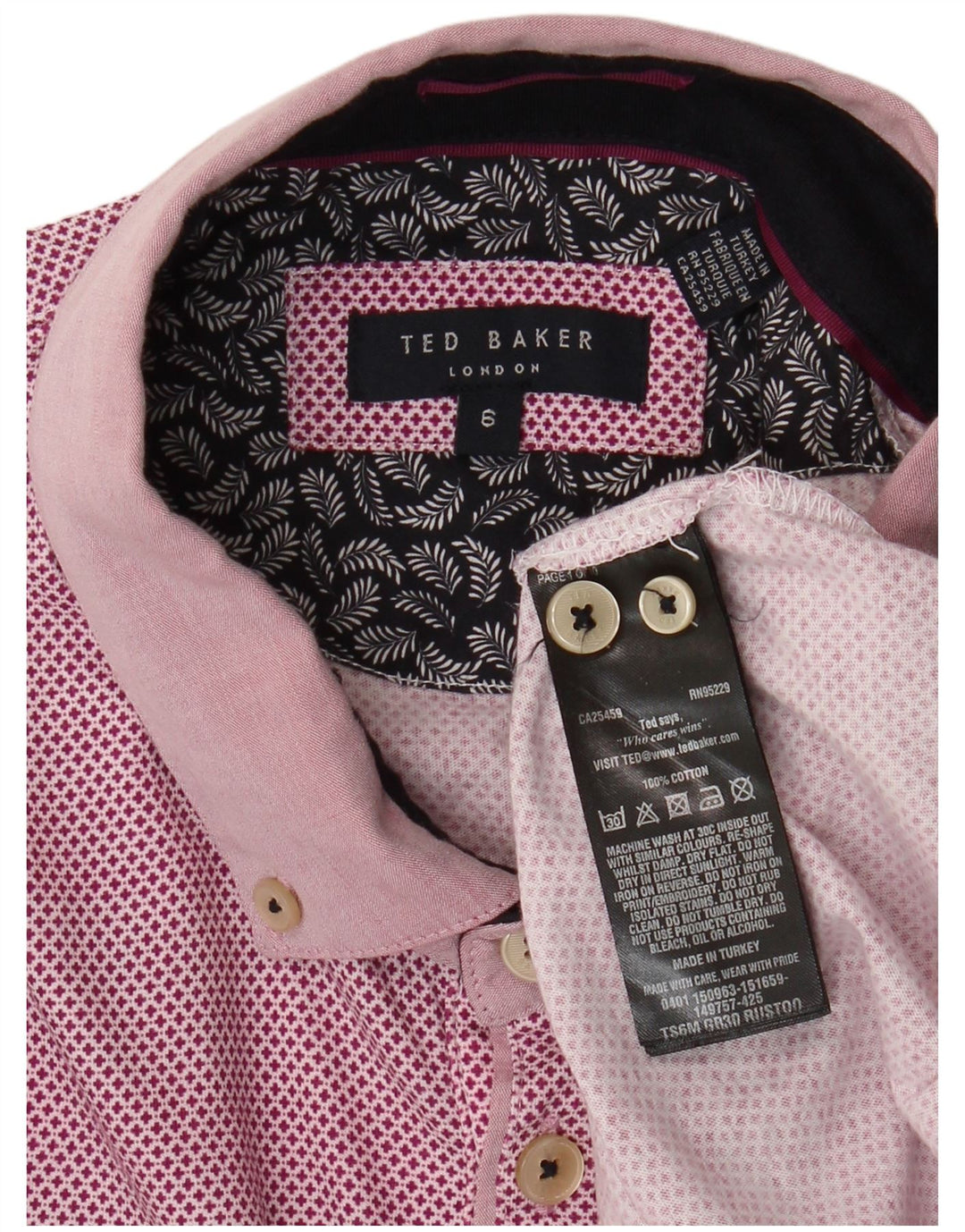 Ted Baker herre poloshirt str. 6 2XL Pink geometrisk bomuld