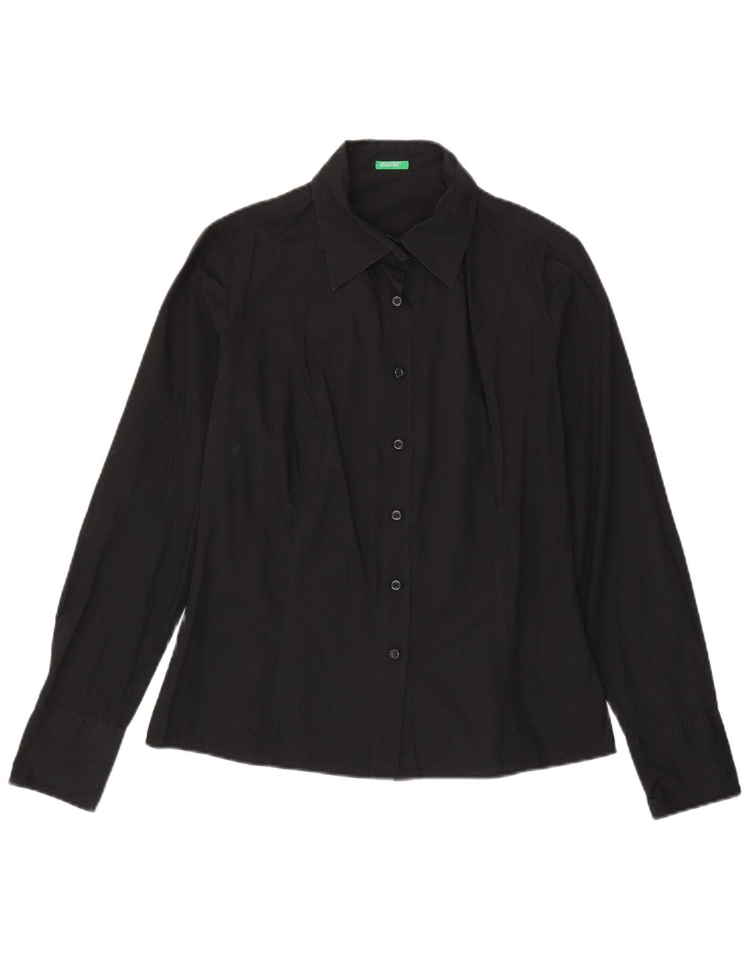 Benetton Dameskjorte UK 16 Stor Sort Bomuld