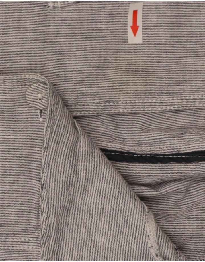 M&Co Dame 2 Button Blazer Jacket UK 16 Large Blue Pinstripe Linen
