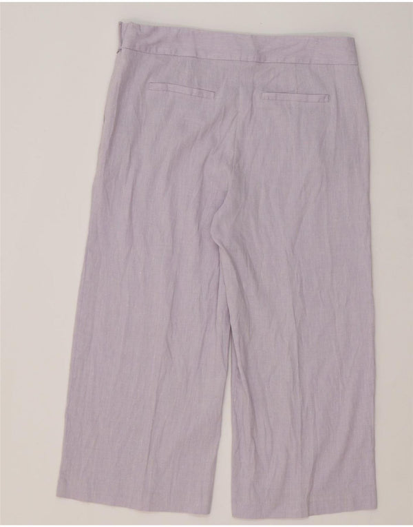 Marks & Spencer Womens Wide Leg Capri Trousers UK 14 Large W34 L22 Purple