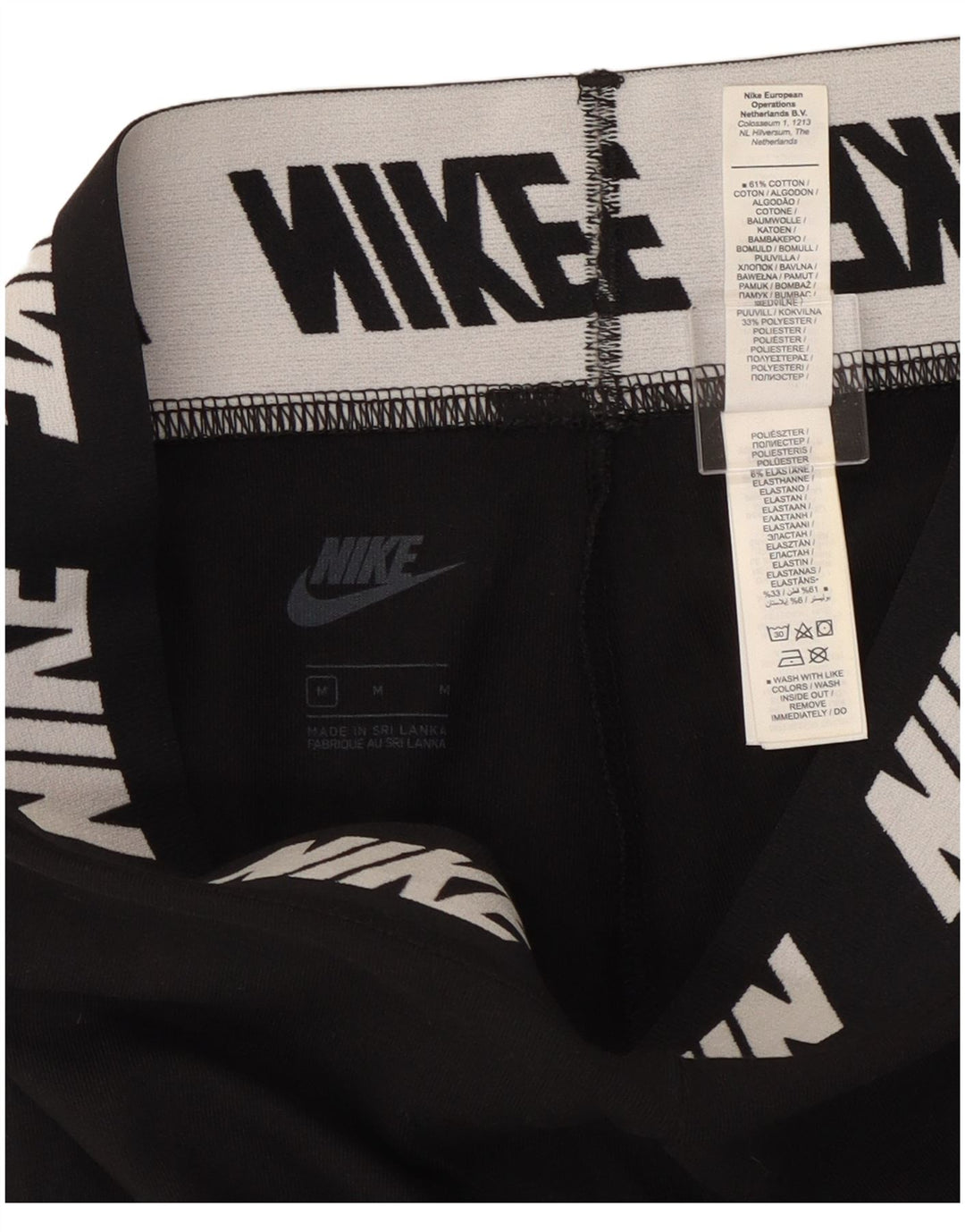 Nike Dame Grafiske Leggings UK 12 Medium Sort Bomuld