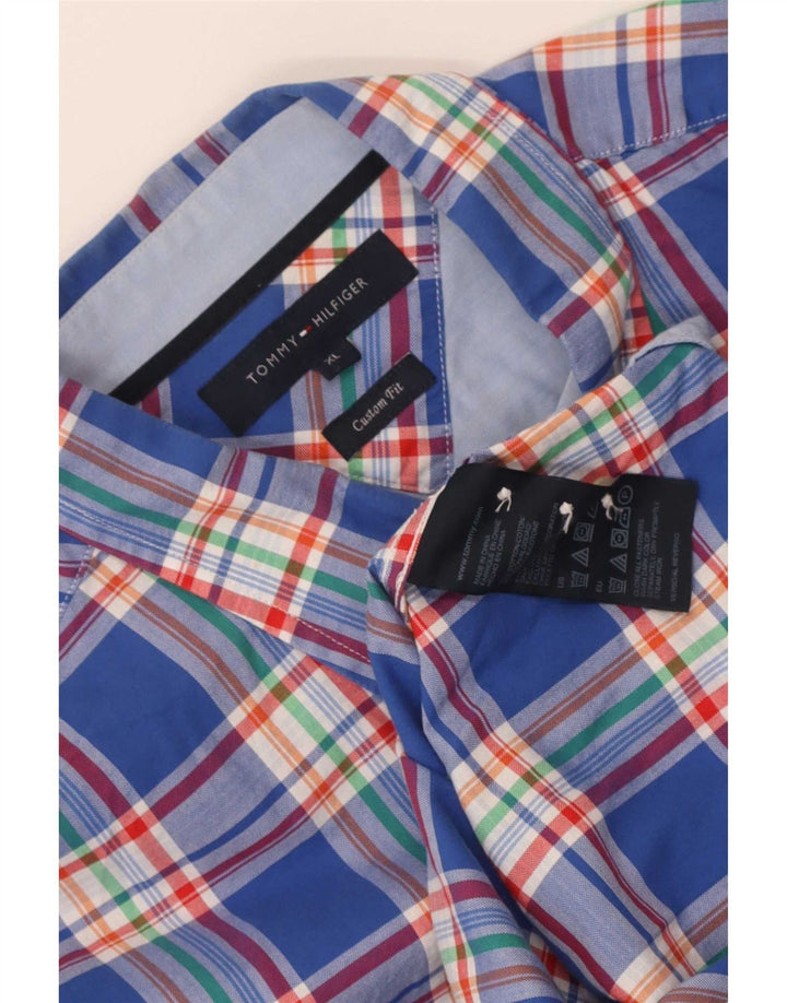 Tommy Hilfiger Herre Custom Fit skjorte XL blå ternet bomuld