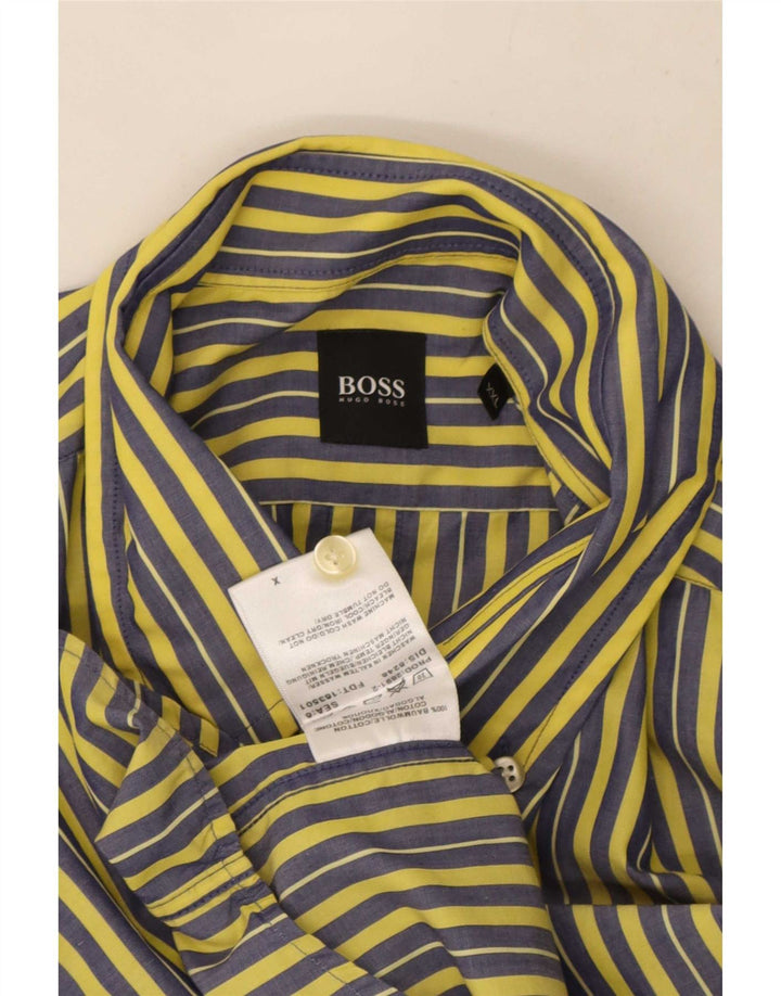 Hugo Boss herreskjorte 2XL gulstribet bomuld