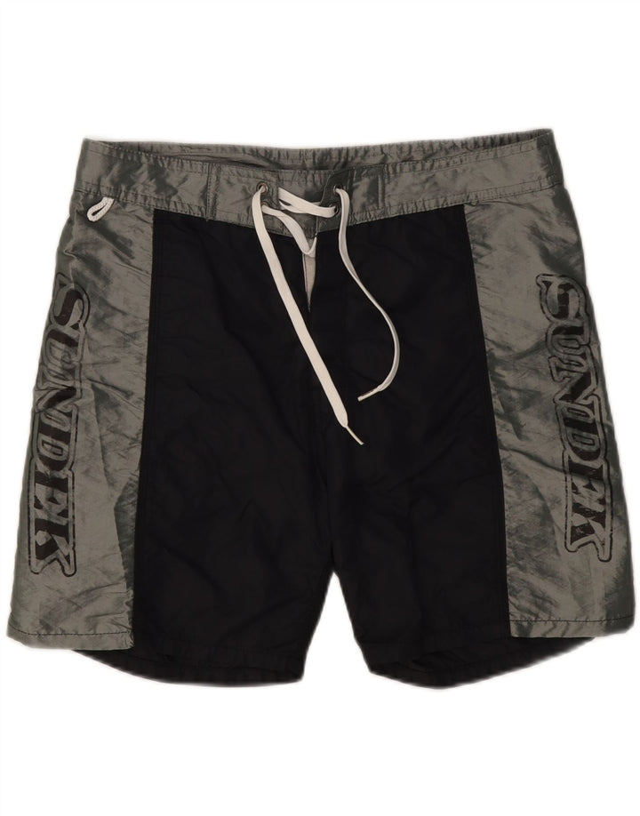 SUNDEK Herre grafiske svømmeshorts Medium Sort Colourblock Nylon
