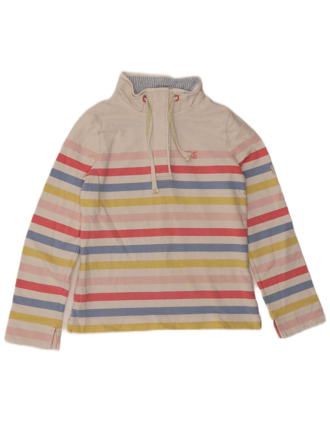 Joules Dame Sweatshirt Jumper UK 8 Lille flerfarvet stribet bomuld