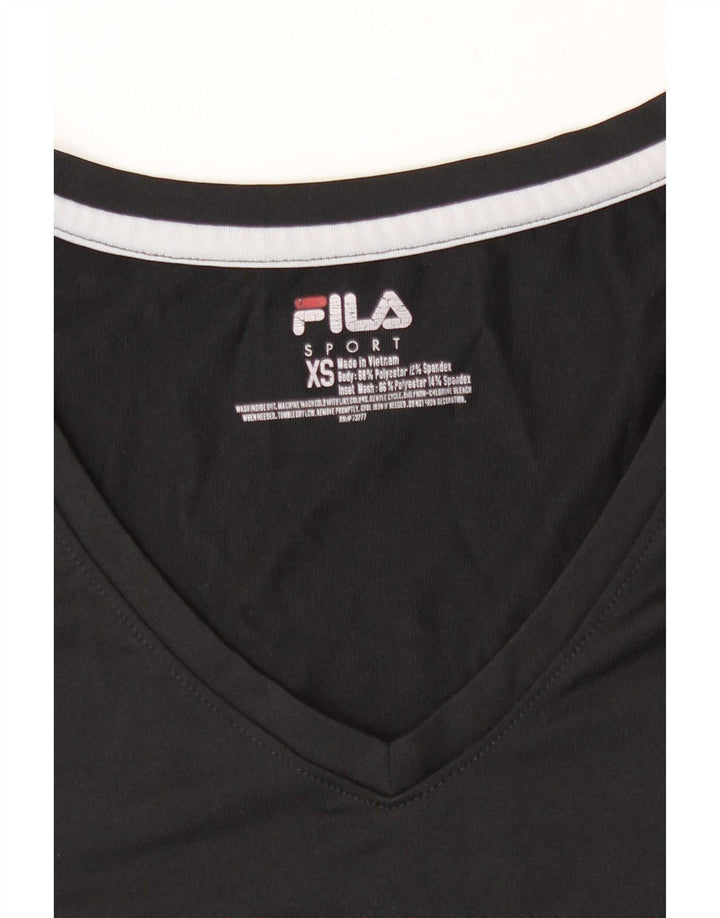 Fila Dame T-Shirt Top UK 6 XS Sort Polyester