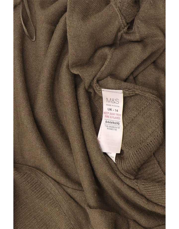 Marks & Spencer kortærmet cardigantrøje til kvinder UK 14 Medium Khaki