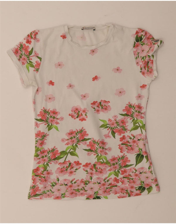 Moncler piger grafisk t-shirt top 11-12 år hvid blomster bomuld