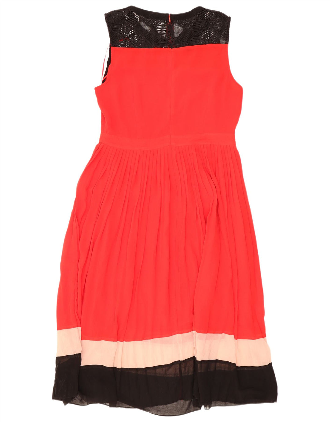 Oasis Dame Ærmeløs A-Line Kjole UK 14 Large Red Colourblock Polyester