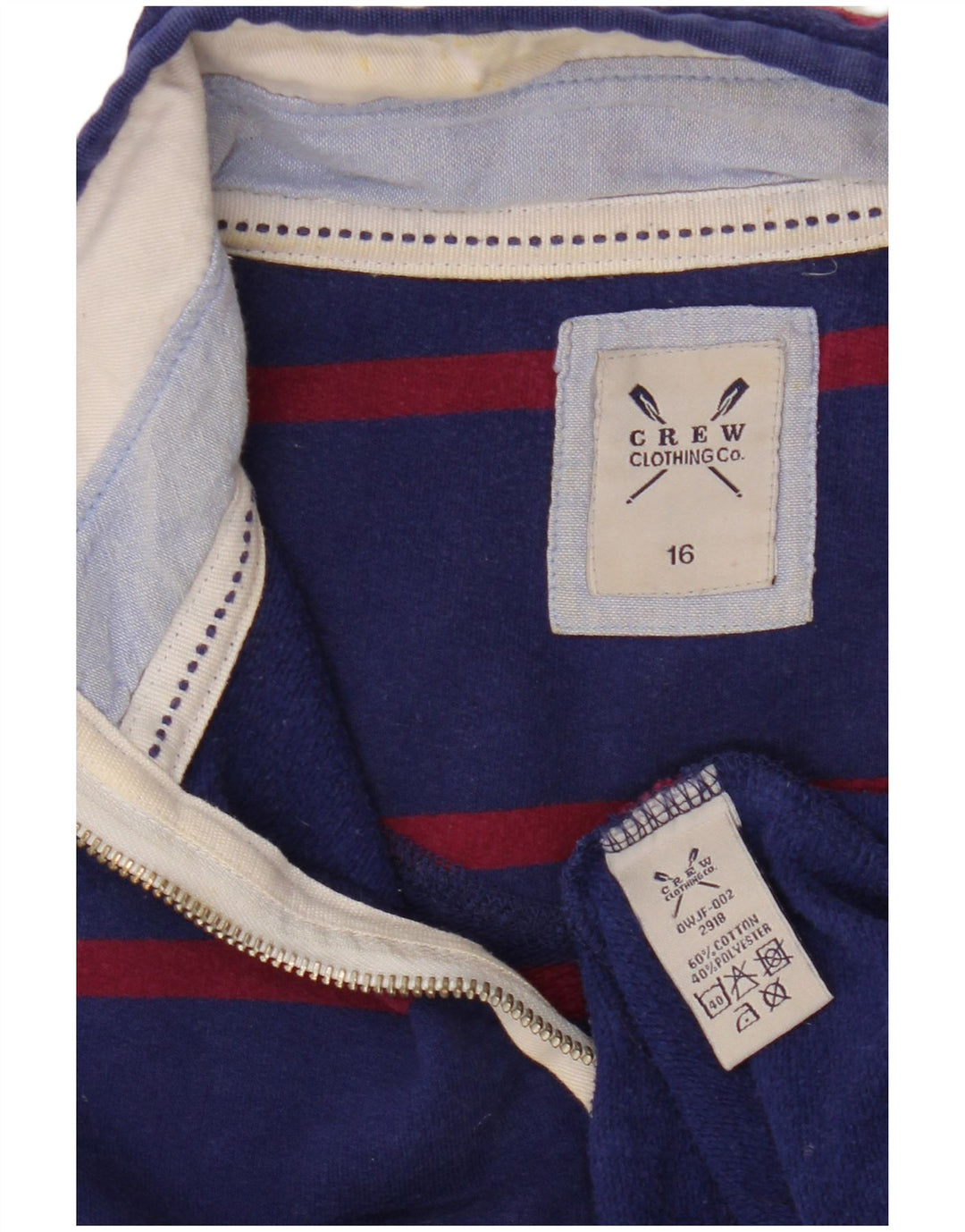 CREW TØJ Dame Sweatshirt Jumper UK 16 Stor Marineblå Stribet