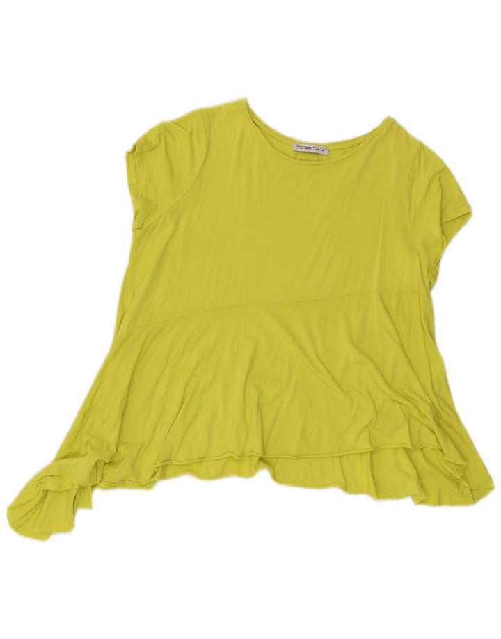 Zara Dame Asymmetrisk Bluse Top UK 10 Lille Grøn