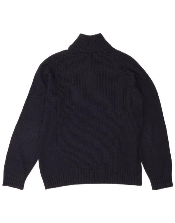 Sisley Herre Zip Neck Jumper Sweater Large Navy Blue