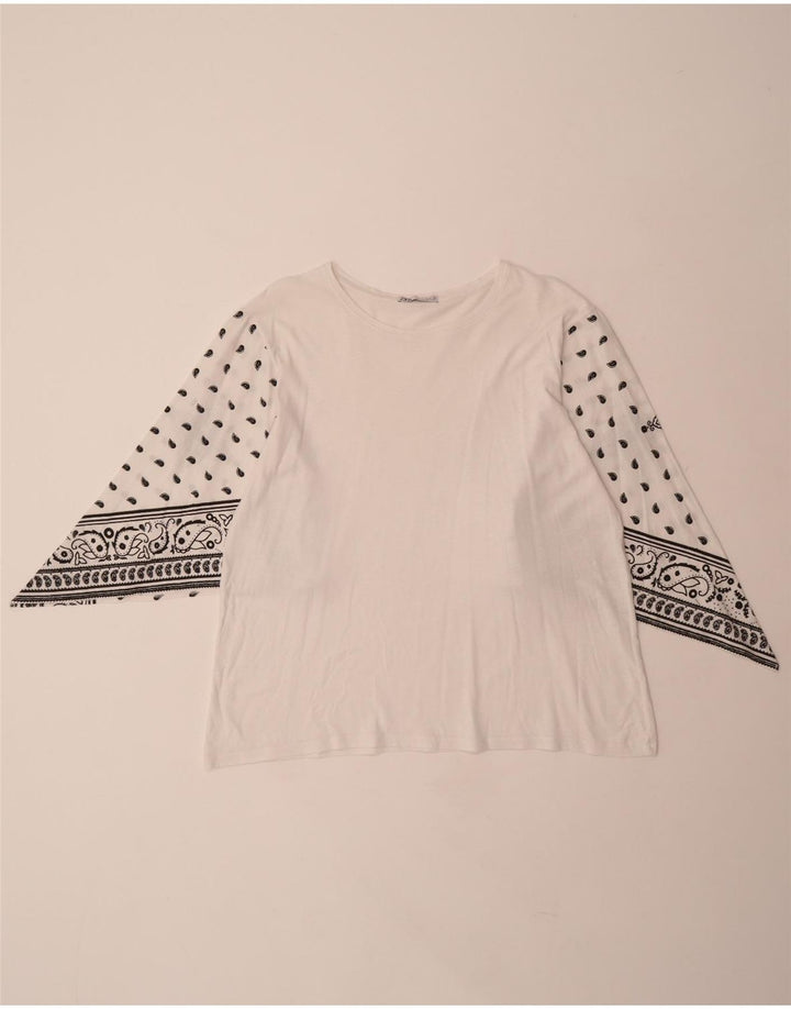 ZARA Dame Bluse Top UK 14 Medium White Paisley
