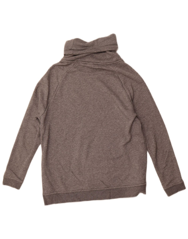 NIKE Womens Roll Neck Sweatshirt Jumper UK 14 Medium Grey Flecked Cotton