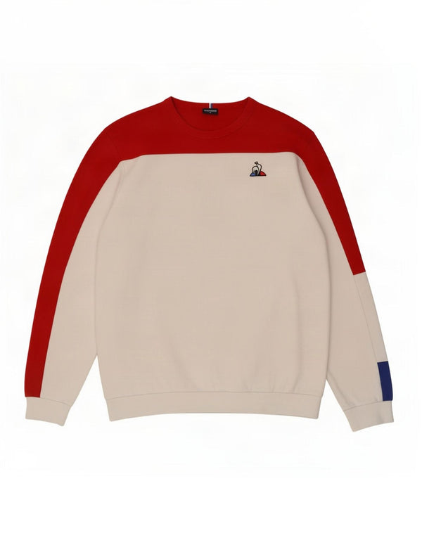 Le Coq Sportif Herre Sweatshirt Jumper XL Hvid Colourblock Bomuld