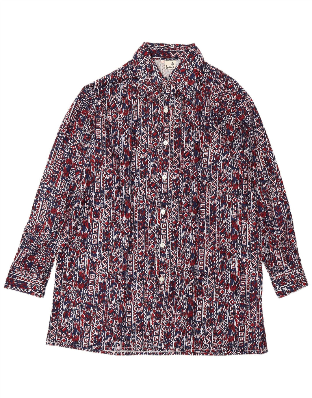 VINTAGE Herreskjorte str. 41 Large Navy Blue Geometric