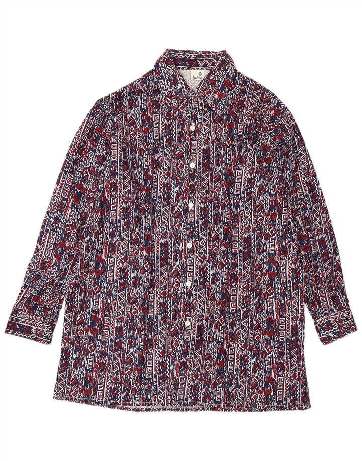 VINTAGE Herreskjorte str. 41 Large Navy Blue Geometric