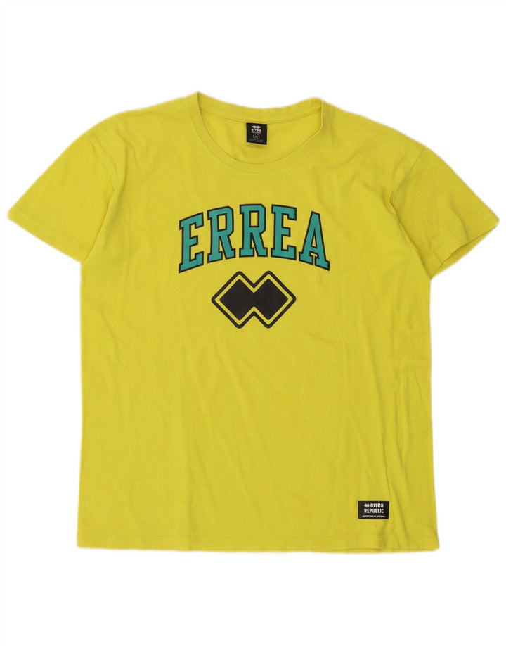 Errea Herre Grafisk T-Shirt Top XS Gul Bomuld