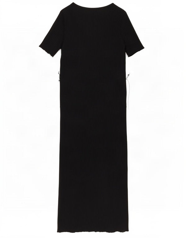 Zara Dame Maxi Dress UK 14 Medium Sort Bomuld