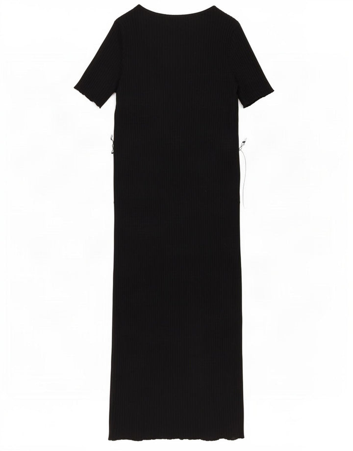 Zara Dame Maxi Dress UK 14 Medium Sort Bomuld