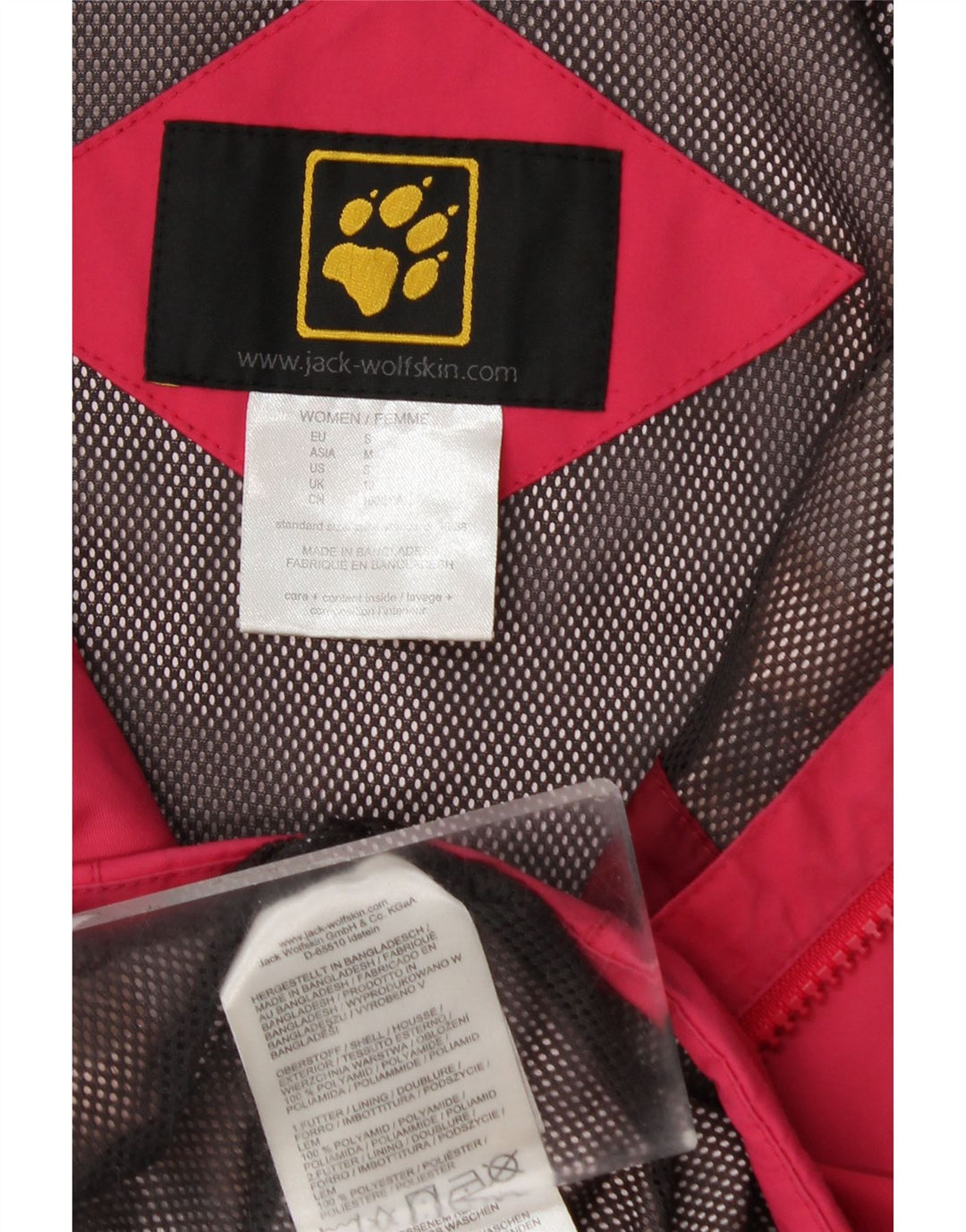 JACK WOLFSKIN Regnjakke med hætte til kvinder UK 10 Lille Pink Polyamid
