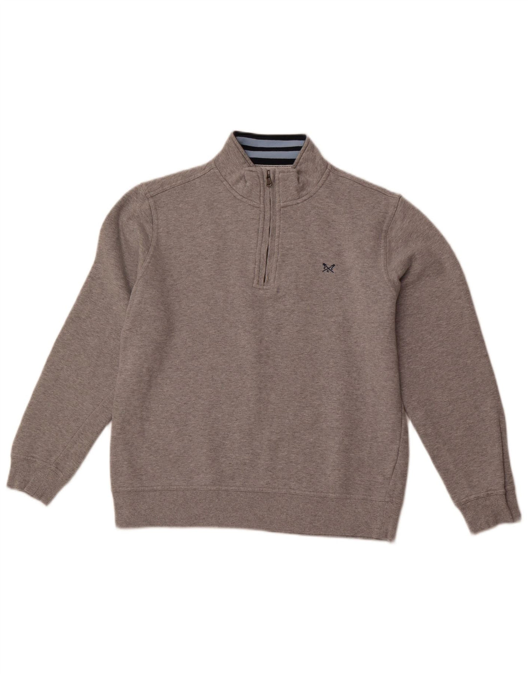 CREW TØJ Herre Zip Neck Sweatshirt Jumper Stor Grå Bomuld