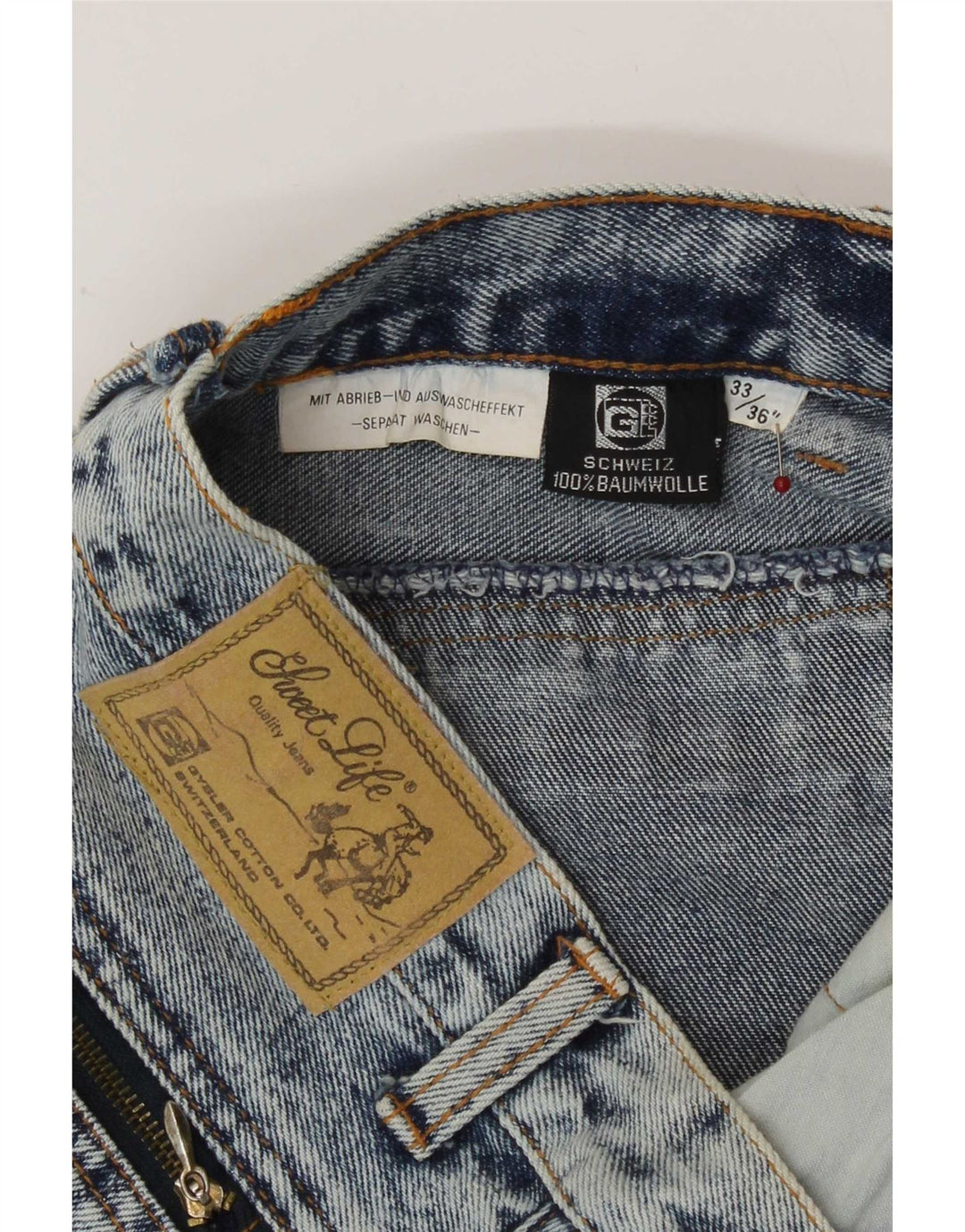 Vintage lige jeans til kvinder W33 L30 blå bomuld