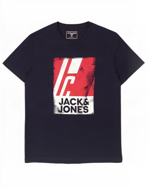 Jack & Jones Herre grafisk T-shirt Top Medium Navyblå Bomuld