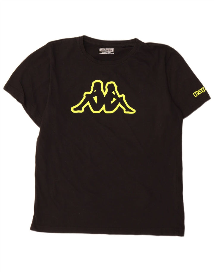 Kappa Herre Grafisk T-Shirt Top Medium Sort Bomuld
