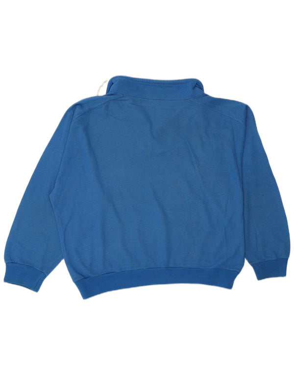 Vintage Dame Oversized Grafisk Sweatshirt Jumper UK 14 Medium Blue