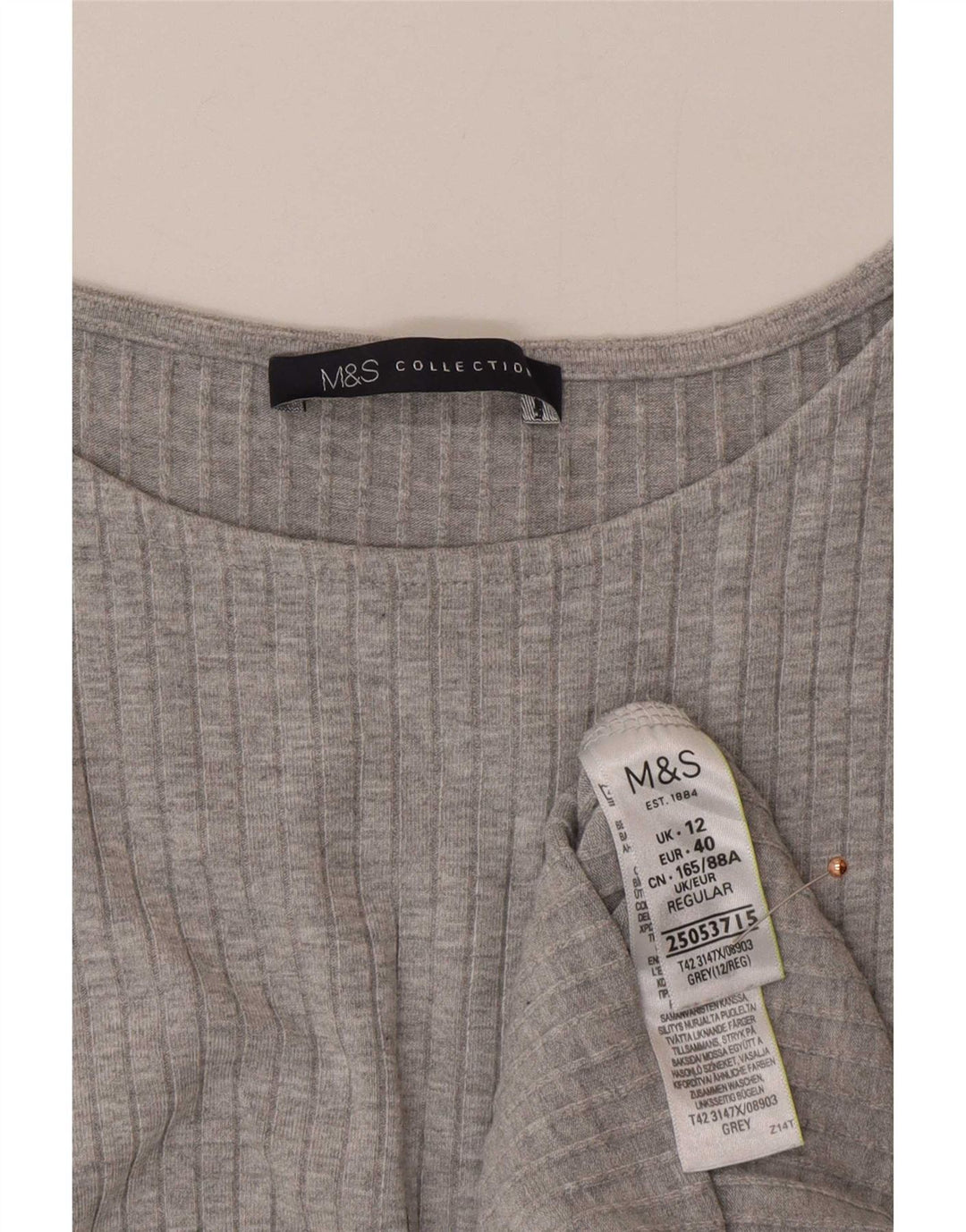 Marks & Spencer Dame Ærmeløs Bodycon Dress UK 12 Medium Grey Viscose