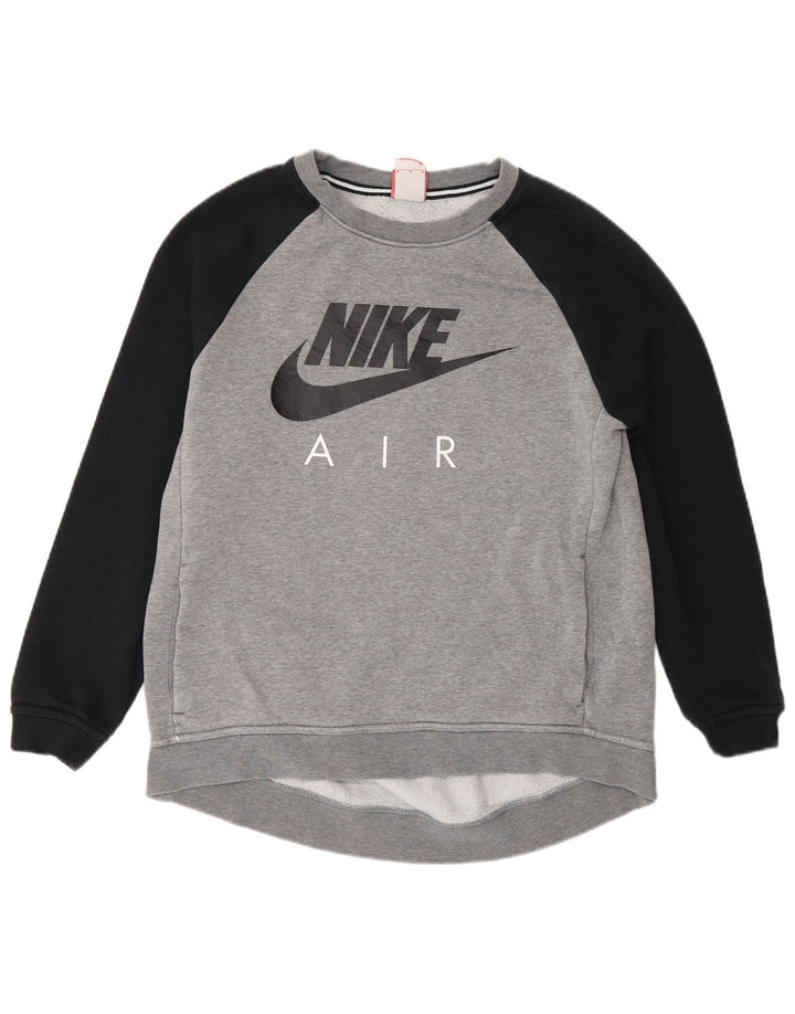 Nike Dame Air Graphic Sweatshirt Jumper UK 14 Medium Grey Colourblock