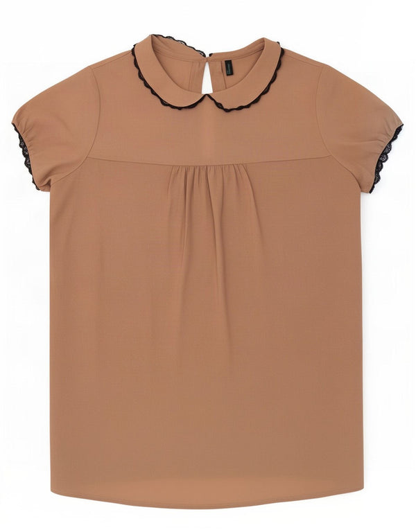 Benetton Damebluse Top UK 10 Lille Beige Polyester