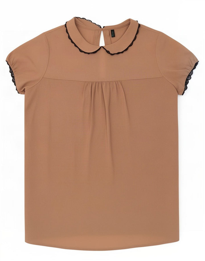 Benetton Damebluse Top UK 10 Lille Beige Polyester