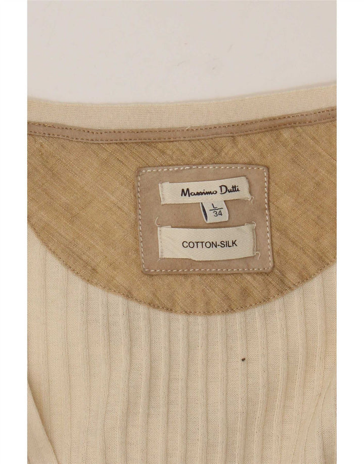 Massimo Dutti Dame Cardigan Sweater UK 16 Stor Beige Bomuld