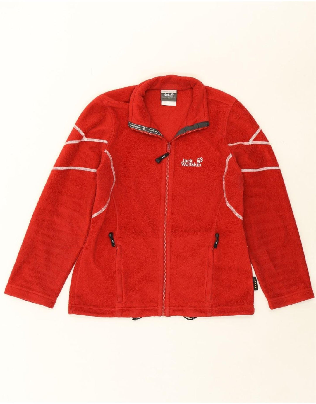 JACK WOLFSKIN Womens Loose Fit Fleece Jacket UK 10 Small Red Polyester Vintage Jack Wolfskin and Second-Hand Jack Wolfskin from Messina Hembry 