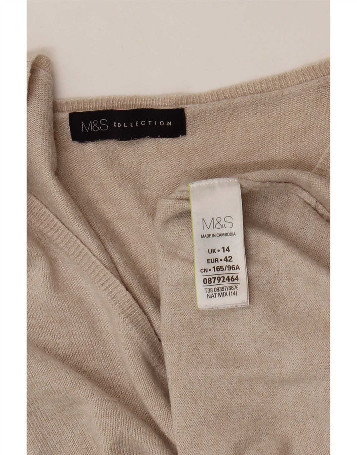 Marks & Spencer Dame Oversized V-hals sweater UK 14 Large Beige