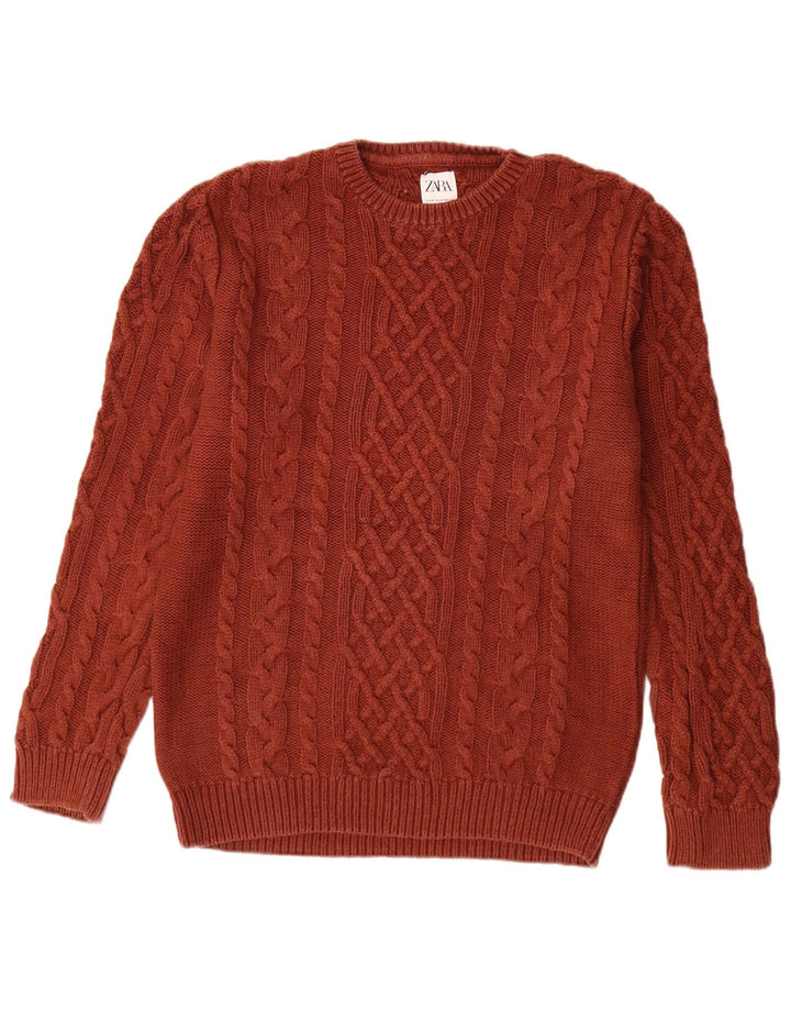 Zara Herre sweater med rund hals, medium brun
