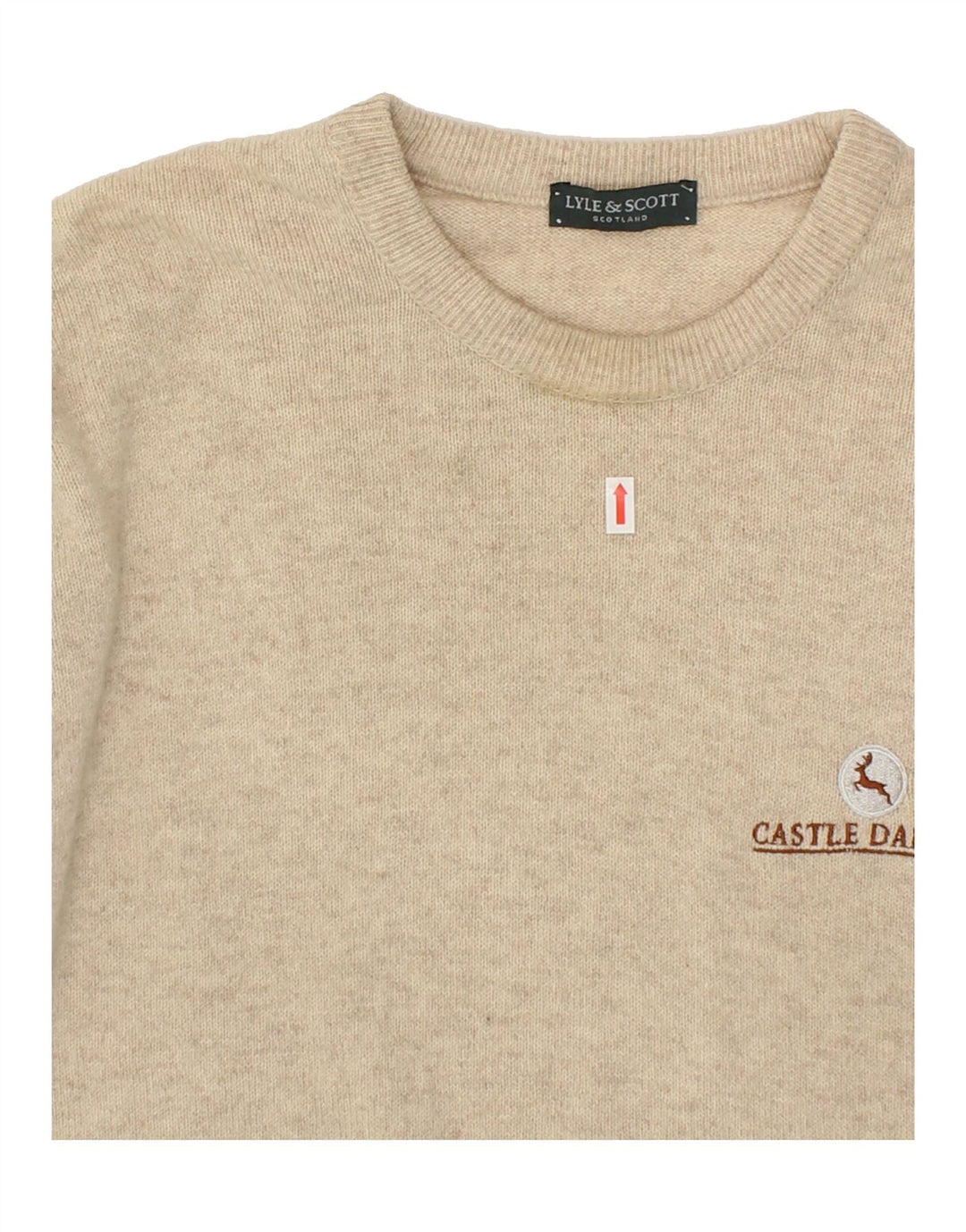 LYLE & SCOTT Mens Crew Neck Jumper Sweater Large Beige New Wool Vintage Lyle & Scott and Second-Hand Lyle & Scott from Messina Hembry 