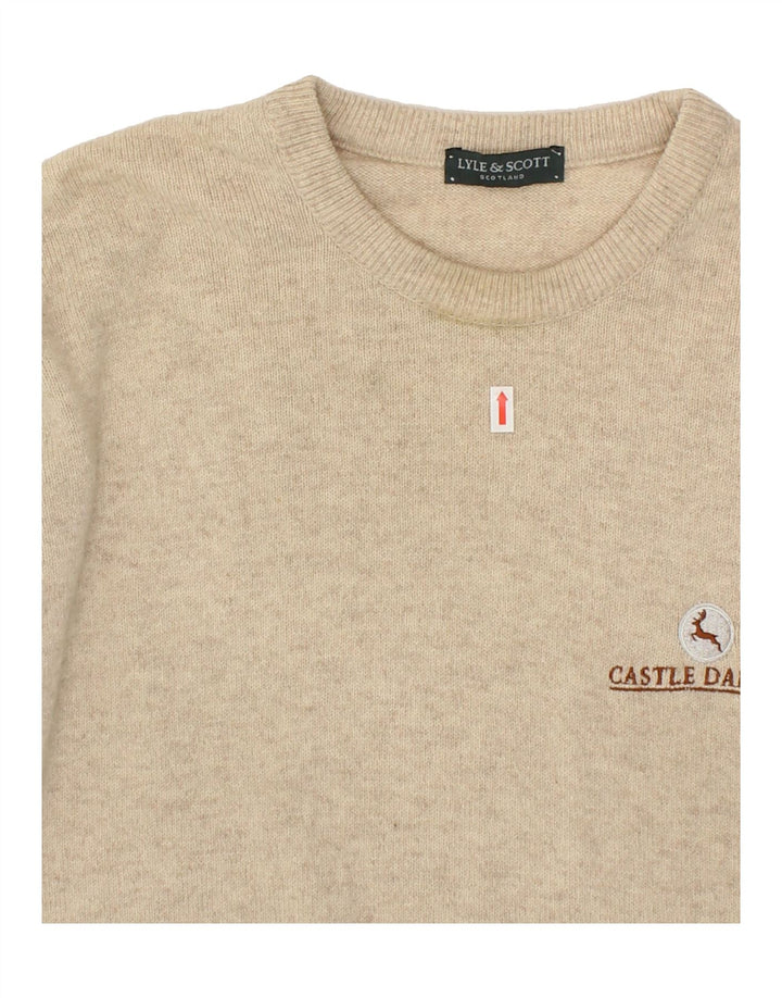 LYLE & SCOTT Mens Crew Neck Jumper Sweater Large Beige New Wool Vintage Lyle & Scott and Second-Hand Lyle & Scott from Messina Hembry 