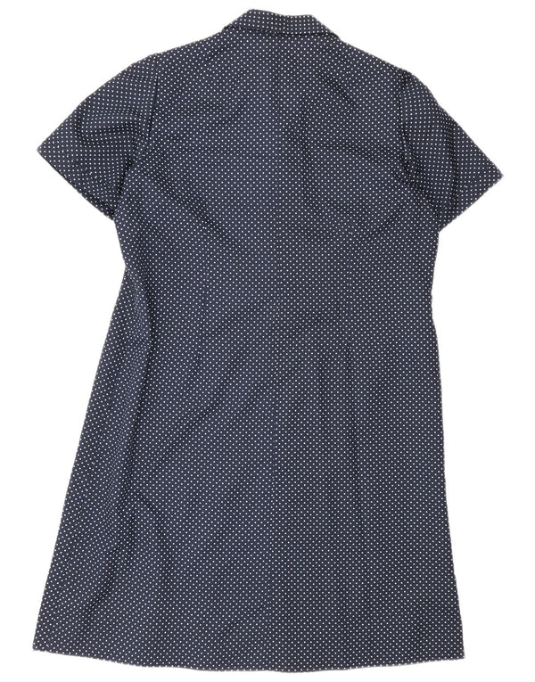 Vintage Dame Shift Dress UK 16 Large Navy Blue Spotted