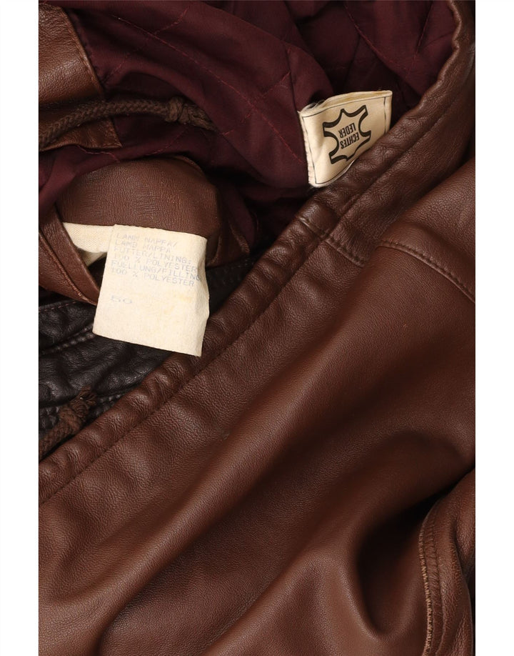 VINTAGE Læderjakke til mænd IT 50 Stor brunt læder