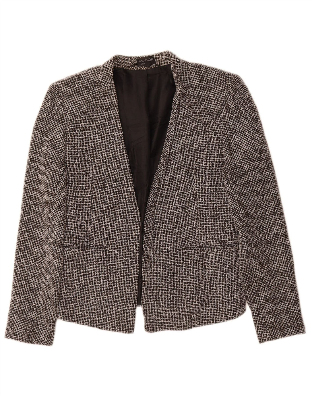Topshop Womens Open Blazer Jacket UK 10 Small Black Ternet Bomuld