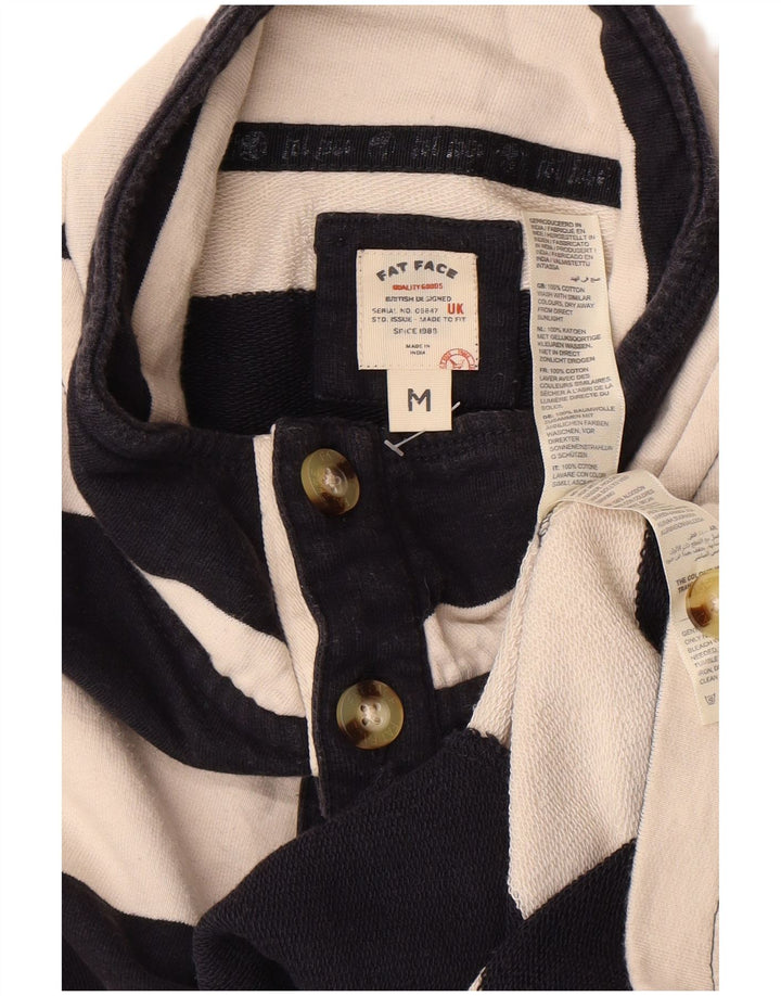 FED FACE Herre Button Neck Sweatshirt Jumper Medium Navyblå stribet