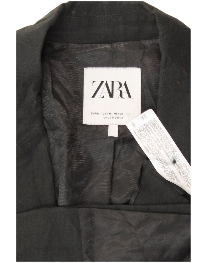 Zara Kortærmet Bolero-jakke til kvinder UK 14 Mellem sort hør