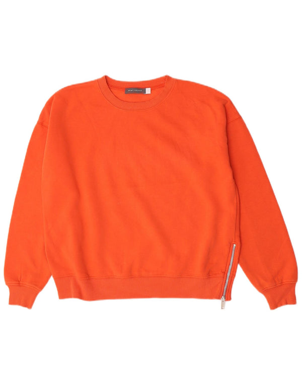 MINT FLØJEL Dame Oversized Sweatshirt Jumper UK 10 Small Orange Bomuld