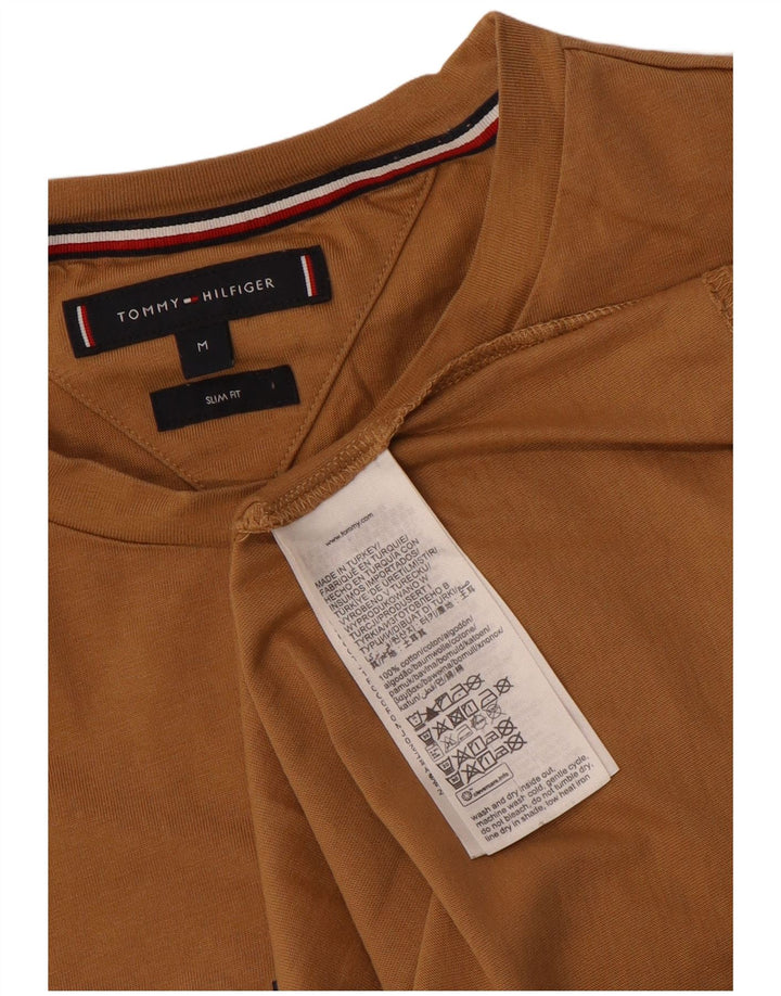 Tommy Hilfiger Herre Slim Fit Grafisk T-Shirt Top Medium Brun Bomuld