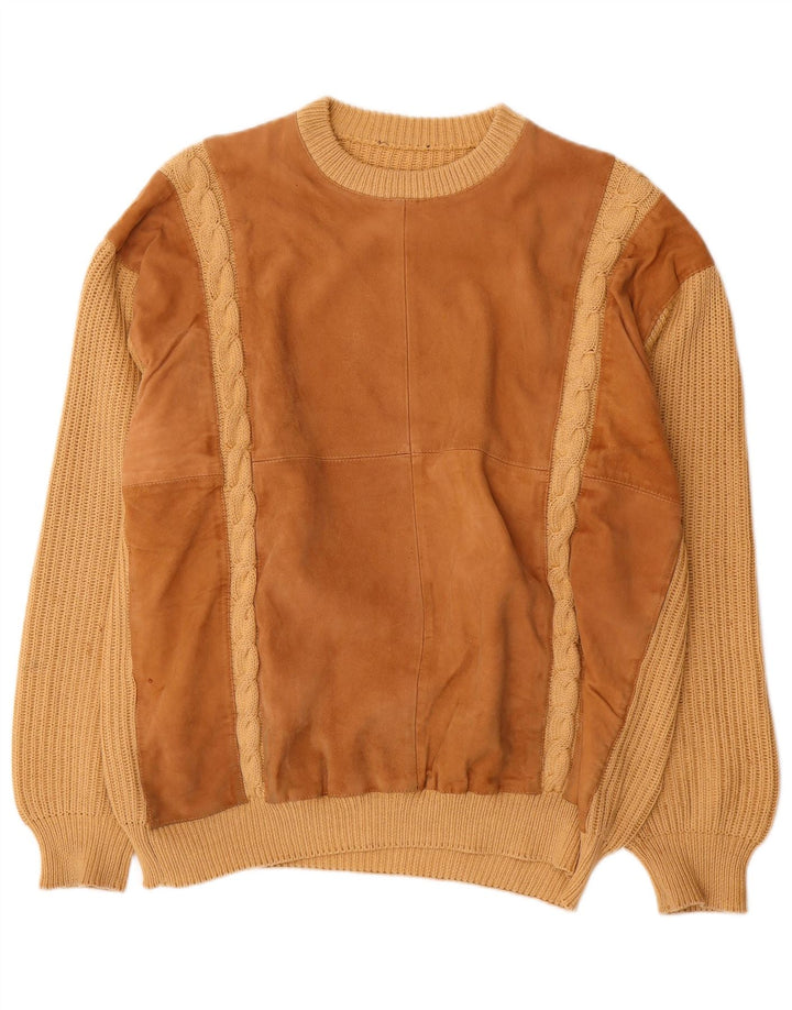 Vintage herre sweater med rund hals XL Beige