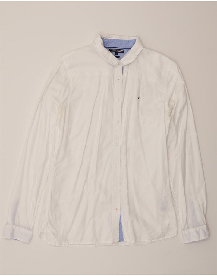 Tommy Hilfiger dameskjorte US 8 Medium hvid bomuld